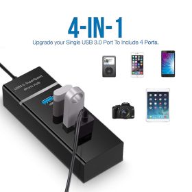 4 In 1 2.0 3.0 USB HUB Splitter High Speed Multi Splitter USB Adapter Expander Cable For Desktop PC Laptop Adapter USB HUB (Color: Black)