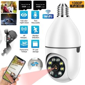 Pet camera E27 Surveillance Camera LED Light Bulb Socket 360Â° 2.4G WiFi Security Protection 1080P Spotlight Automatic Human Tracking (Color: Single camera)