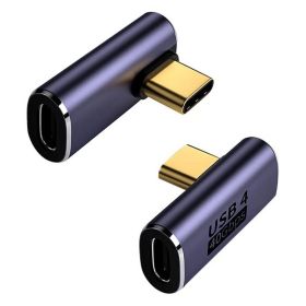 USB C Adapter; 90 Degree Right Angle ; Type C Male To Female Adapter Extender Support 100W Fast Charging 40Gbps Data Transfer 8K@60Hz Video Output For (style: USBC To USB C 2Pack, Color: In The Turn 90Â°)