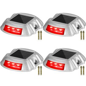 Vevor Driveway Lights, 4-Pack Solar Driveway Lights with Switch Button, Solar Deck Lights Waterproof (Quantity: 4 Pieces, Color: Red)
