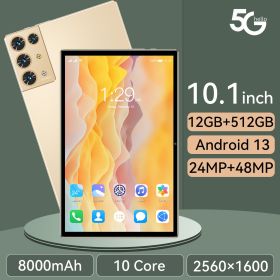 2023 New 5G Tablet PC, S30pro, 10.1 inch, 512GB large flash memory, Android Tablets, Dual Cards,  8000mAh Laptops, wifi GPS (Color: gold, ROM: 512GB)
