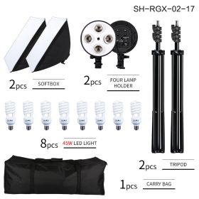 SH 50x70CM Four Lamp Softbox Kit Photographic Lighting With 8pcs Bulb Soft Box Photographic Lightings Camera Photo Accessories (Color: SH-RGX-02-17)
