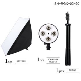 SH 50x70CM Four Lamp Softbox Kit Photographic Lighting With 8pcs Bulb Soft Box Photographic Lightings Camera Photo Accessories (Color: SH-RGX-02-20)