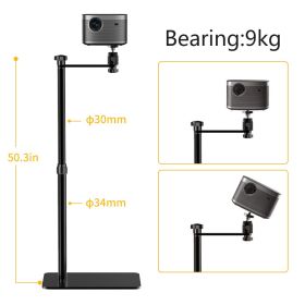 128cm/50Inch Floor Projector Support Stand Metal Holder Multi-angle Adjustable 360 PTZ Rotating Projector Bracket for Film Video (Color: SH-DJ-04-128-B)